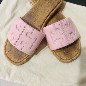Tory Burch Pink Cork Slide Sandals